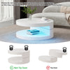 LED Coffee Table w/ Rotating Top, White, 70x70x35.5cm for Living Room, Office
