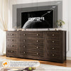 Wooden Dresser with 12 Drawer Chest of Drawer for Living Room Bedroom TV Stand