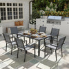 7 Piece Garden Dining Set, Outdoor Furniture w/ 6 Stackable Chairs