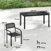 Garden Table and Chairs Set 6, Outdoor Dining Set with Umbrella Hole, Black