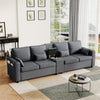 4-Seater Couch Sofa With Storage Console Cup Holder Side Pockets Charging Ports
