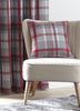 Lined Curtains Tartan Check Eyelet Ring Pair Red Charcoal Grey Ochre Blue Drapes
