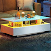 Led Coffee Table With 2 Drawer Storage, High Gloss Coffee Table For Living Room
