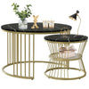 Nesting Coffee Table Set of 2 Living Room Round Stacking Side End Table Black
