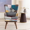 PATCHWORK CHAIR, ACCENT ARMCHAIR WITH OTTOMAN SINGLE SOFA CHAIR WITH FOOTSTOOL
