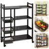 4 Tier Kitchen Basket Storage Trolley Rack Fruit Vegetable Organiser Shelf Cart