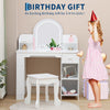 Kids Vanity Set with LED Mirror,Makeup Desk with 1 Drawers &,2 Open Shelves
