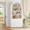 Arched Bookcase with Drawers Arch Display Cabinet Tall Bookshelf 79.5x36x177cm