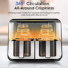 8-in-1 Air Fryer Double Digital Display Rapid Healthy Cooker Dual Basket 9L Tuyo