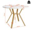 Round Dining Table, Kitchen Table with White Marble Effect Tabletop & Gold Frame