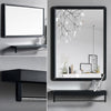 Bathroom Metal Frame Mirror Wall Mounted Mirror with Cosmetics Towel Shelf Rack