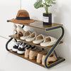 3 Tiers Metal Frame Shoe Rack Storage Organizer Wooden Footwear Stand Shelves UK