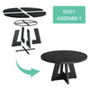 Farmhouse Dining Table, 120cm Round Dinner Table for 4,Rustic Wood Kitchen Table