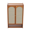 Bamboo 2-Door Shoe Storage Cabinet Rattan Doors Entryway Organizer Shoe Shelves