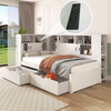 Daybed 3FT Single Wooden Storage Bed w/ Drawers & Shelves for Kids, Teenagers