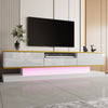 TV Stand 180cm White Gloss w/ Drawers & LED Lighting Compartment for Living Room