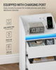 LED Bedside Table 3 Drawers Storage Cabinet Slim Nightstand w/Charging Station✅