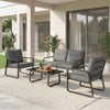 4 Piece Garden Furniture Set, Outdoor Sofa Set with Loveseat, Armchairs, Table