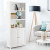 Wooden Tall Bookcase 3-Tier Shelving Storage Cabinet 2 Doors Display Organizer