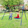 Kids Outdoor Swing Backyard Playground A-Frame Metal 2 seat swing set