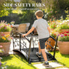 1.2M Metal Garden Bridge with Safety Railings, Outdoor Pond Bridge