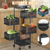 6 Tier Kitchen Rotating Storage Trolley Cart Utility Vegetable Mobile Shelf Rack