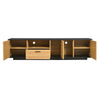 180cm TV Stand Media Unit w/ 3 Doors, LED Strips and Glass Shelves, TV Cabinet