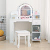 Kids Vanity Set with LED Mirror,Makeup Desk with 1 Drawers &,2 Open Shelves