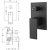 Concealed 2 Way Shower Mixer Square Black 16" Ceiling Shower Head Handset Kit