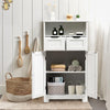 Bathroom Floor Cabinet Wooden Storage Cupboard with Adjustable Shelf & Doors