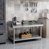 Stainless Steel Food Prep Table Commercial Kitchen Storage Work Top Edges Shelf