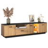 180cm TV Stand Media Unit w/ 3 Doors, LED Strips and Glass Shelves, TV Cabinet