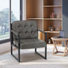 Modern Faux Leather Accent Chair Button-Tufted Design 110° Recline & Metal Frame