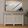Geometric Pattern Large MDF Stylish Functional White Radiator Cover