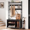 5in1 Coat Hall Tree Bench Coat Rack Shoe Storage Entryway Bench w/ Cubbies