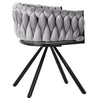 2PCS SWIVEL VELVET DINING CHAIRS ROTATABLE METAL LEGS KITCHEN CHAIRS MODERN GREY