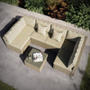 6 Seater Beige U Shaped Rattan Garden Sofa Set with Matching Coffee Table FTR172