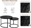 Nesting Coffee Tables Set of 2, Black Round Modern Side Tables with Metal Frame