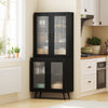Modern Storage Cabinet Freestanding Sideboard with Adjustable Shelf-Black