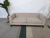 Dusk Chesterfield Stone Matte Velvet & Ash Wood Quilted 3 Seater Sofa RRP £899