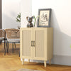 Wooden Storage Cabinet with Rattan Decorating Buffet Sideboard Accent Cabinet