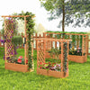Raised Garden Bed Fir Wood Climbing Planter Box w/2-Sided Trellis