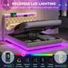 OTTOMAN STORAGE UPHOLSTERED KING BED FRAME WITH HEADBOARD STORAGE, LED & USB
