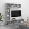 qohoio 3 Piece Book/TV Cabinet Set Grey Sonoma 180x30x180 ,Free Combination U8H8