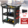 Upgraded Tool Storage Heavy Duty Garage Trolley Workshop 3 Tier Wheel Cart Shelf