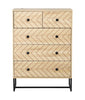 Chest Of 5 Drawers Storage Unit Zig Zag Design w/ Black Metal Handles