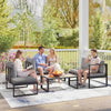 Outdoor Sofa 4-Piece Garden Furniture Set with Texteline Mesh, Dark Grey