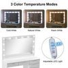 White Dressing Table with LED Lights Mirror Stool Drawers Vanity Makeup Desk Set