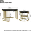 Round Coffee Table Set of 2 Nesting Gold Metal Legs End Tables Living Room