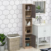 Tall Bathroom Cabinet, Oak Wood Effect Bathroom Tallboy Storage Unit,